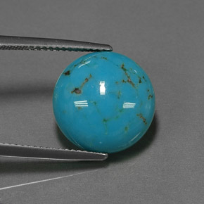 6.39캐럿 천연 블루 터키석, 라운드 컷, 14.02 mm, 불투명체