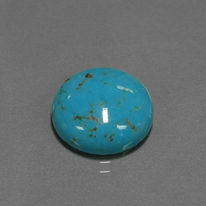 6.39캐럿 천연 블루 터키석, 라운드 컷, 14.02 mm, 불투명체