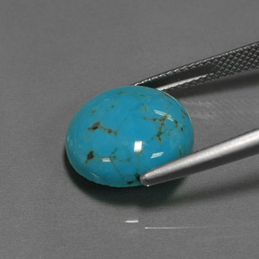 6.39캐럿 천연 블루 터키석, 라운드 컷, 14.02 mm, 불투명체
