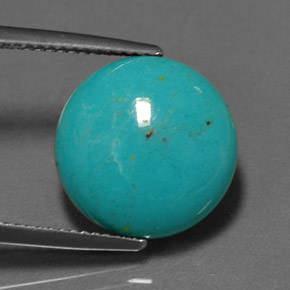 5.77캐럿 천연 블루 그린 터키석, 라운드 컷, 14.03 mm, 불투명체