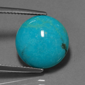 6.18캐럿 천연 블루 터키석, 라운드 컷, 14.02 mm, 불투명체