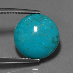 6.25캐럿 천연 블루 터키석, 라운드 컷, 14.00 mm, 불투명체