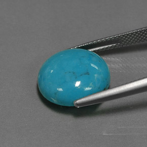 6.47캐럿 천연 블루 터키석, 라운드 컷, 14.02 mm, 불투명체