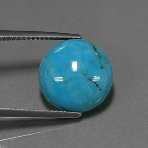 6.53캐럿 천연 블루 터키석, 라운드 컷, 14.04 mm, 불투명체
