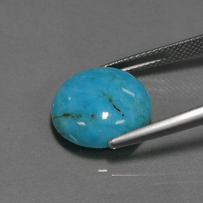 6.53캐럿 천연 블루 터키석, 라운드 컷, 14.04 mm, 불투명체