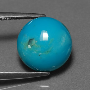 3.04캐럿 천연 블루 그린 터키석, 라운드 컷, 10.01 mm, 불투명체
