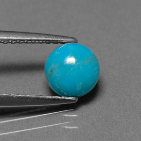 0.72캐럿 천연 블루 터키석, 라운드 컷, 6.06 mm, 불투명체