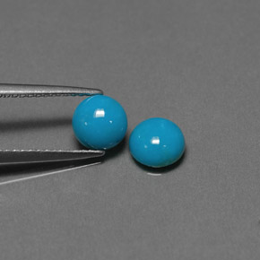 캐럿 천연 블루 터키석 보석, 라운드 컷, 6.05 mm, 불투명체