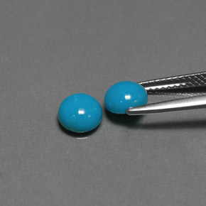 캐럿 천연 블루 터키석 보석, 라운드 컷, 6.05 mm, 불투명체