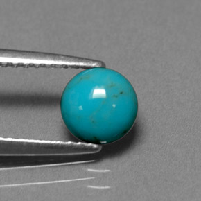 0.66캐럿 천연 블루 터키석, 라운드 컷, 6.01 mm, 불투명체
