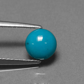 0.81캐럿 천연 블루 터키석, 라운드 컷, 6.05 mm, 불투명체