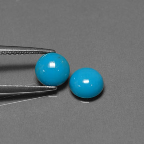 캐럿 천연 블루 터키석 보석, 라운드 컷, 6.05 mm, 불투명체