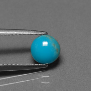 0.79캐럿 천연 블루 터키석, 라운드 컷, 6.13 mm, 불투명체