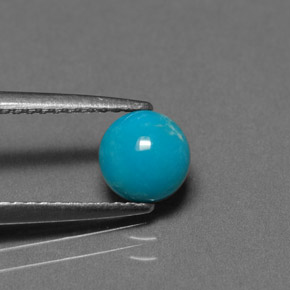 0.75캐럿 천연 블루 터키석, 라운드 컷, 5.98 mm, 불투명체