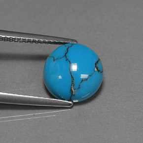 2.22캐럿 천연 블루 터키석, 라운드 컷, 10.00 mm, 불투명체