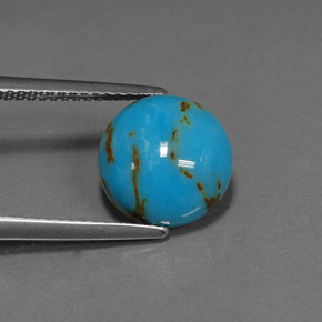 3.09캐럿 천연 블루 터키석, 라운드 컷, 10.04 mm, 불투명체