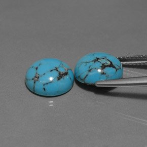 캐럿 천연 블루 터키석 보석, 라운드 컷, 10.00 mm, 불투명체