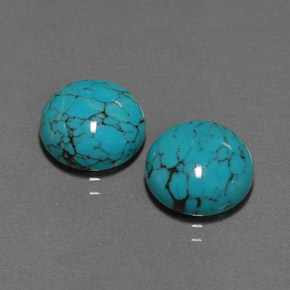 캐럿 천연 블루 터키석 보석, 라운드 컷, 10.14 mm, 불투명체
