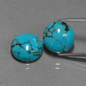 캐럿 천연 블루 터키석 보석, 라운드 컷, 10.13 mm, 불투명체