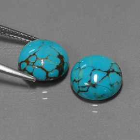 캐럿 천연 블루 터키석 보석, 라운드 컷, 10.13 mm, 불투명체