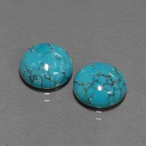 캐럿 천연 블루 터키석 보석, 라운드 컷, 10.04 mm, 불투명체