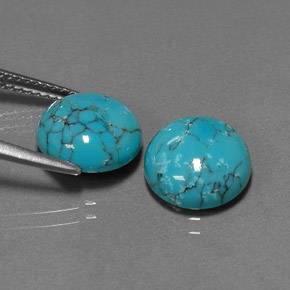 캐럿 천연 블루 터키석 보석, 라운드 컷, 10.04 mm, 불투명체