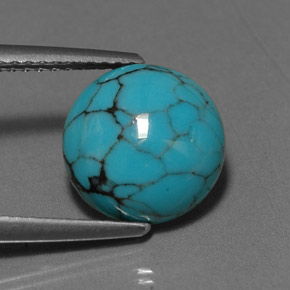 2.55캐럿 천연 블루 터키석, 라운드 컷, 10.00 mm, 불투명체