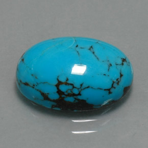 3.84캐럿 천연 블루 터키석, 타원형 컷, 14.1×10.2 mm, 불투명체
