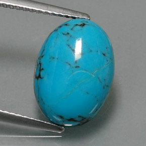 3.84캐럿 천연 블루 터키석, 타원형 컷, 14.1×10.2 mm, 불투명체