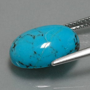 3.84캐럿 천연 블루 터키석, 타원형 컷, 14.1×10.2 mm, 불투명체