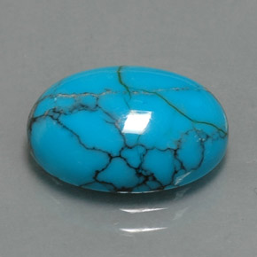 4.52캐럿 천연 블루 터키석, 타원형 컷, 14.1×10.1 mm, 불투명체