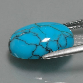 4.52캐럿 천연 블루 터키석, 타원형 컷, 14.1×10.1 mm, 불투명체