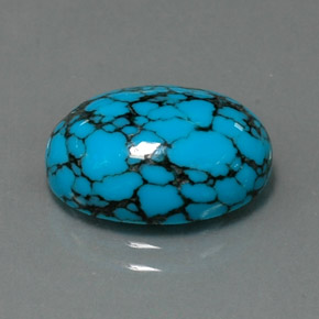 4.09캐럿 천연 블루 터키석, 타원형 컷, 14.1×10.1 mm, 불투명체
