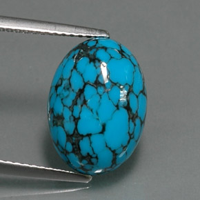 4.09캐럿 천연 블루 터키석, 타원형 컷, 14.1×10.1 mm, 불투명체