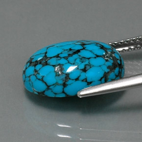 4.09캐럿 천연 블루 터키석, 타원형 컷, 14.1×10.1 mm, 불투명체