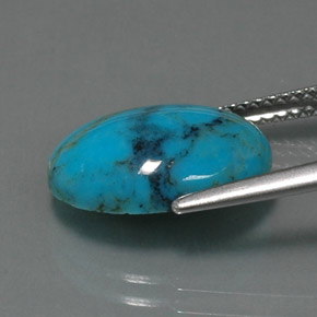 3.78캐럿 천연 블루 터키석, 타원형 컷, 14×9.9 mm, 불투명체