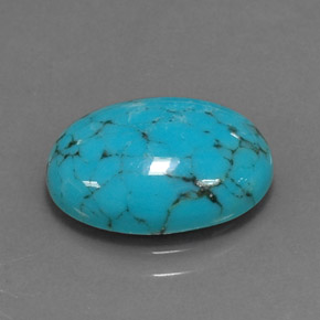 3.40캐럿 천연 녹청색 터키석, 타원형 컷, 14×10.1 mm, 불투명체