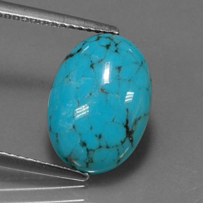 3.40캐럿 천연 녹청색 터키석, 타원형 컷, 14×10.1 mm, 불투명체