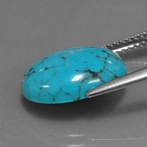 3.40캐럿 천연 녹청색 터키석, 타원형 컷, 14×10.1 mm, 불투명체