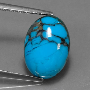 4.08캐럿 천연 블루 터키석, 타원형 컷, 14×10.1 mm, 불투명체
