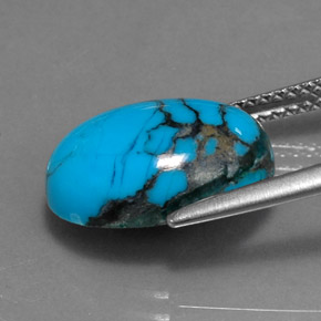 4.08캐럿 천연 블루 터키석, 타원형 컷, 14×10.1 mm, 불투명체