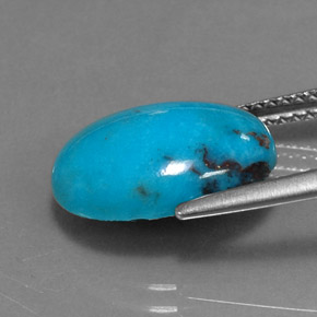 4.43캐럿 천연 블루 터키석, 타원형 컷, 14×10.1 mm, 불투명체