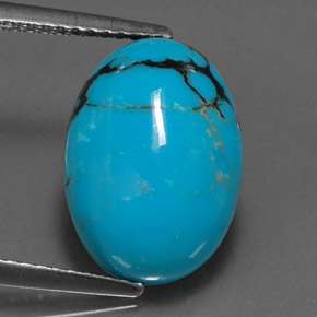 4.44캐럿 천연 블루 터키석, 타원형 컷, 14.1×10.2 mm, 불투명체