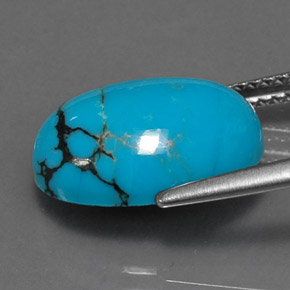 4.44캐럿 천연 블루 터키석, 타원형 컷, 14.1×10.2 mm, 불투명체
