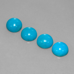 캐럿 천연 블루 터키석 보석, 라운드 컷, 6.04 mm, 불투명체