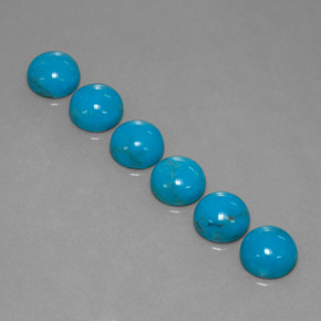 캐럿 천연 블루 터키석 보석, 라운드 컷, 6.03 mm, 불투명체