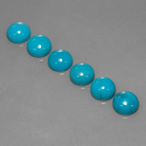캐럿 천연 블루 터키석 보석, 라운드 컷, 6.05 mm, 불투명체