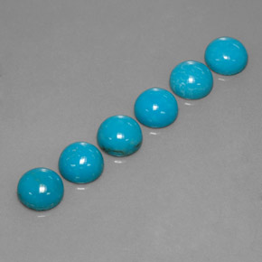 캐럿 천연 블루 터키석 보석, 라운드 컷, 6.00 mm, 불투명체