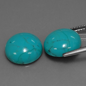 캐럿 천연 블루 터키석 보석, 라운드 컷, 12.01 mm, 불투명체