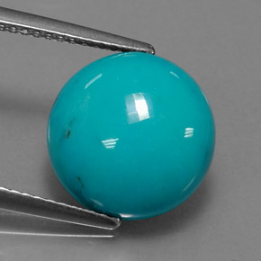 4.17캐럿 천연 블루 터키석, 라운드 컷, 12.01 mm, 불투명체